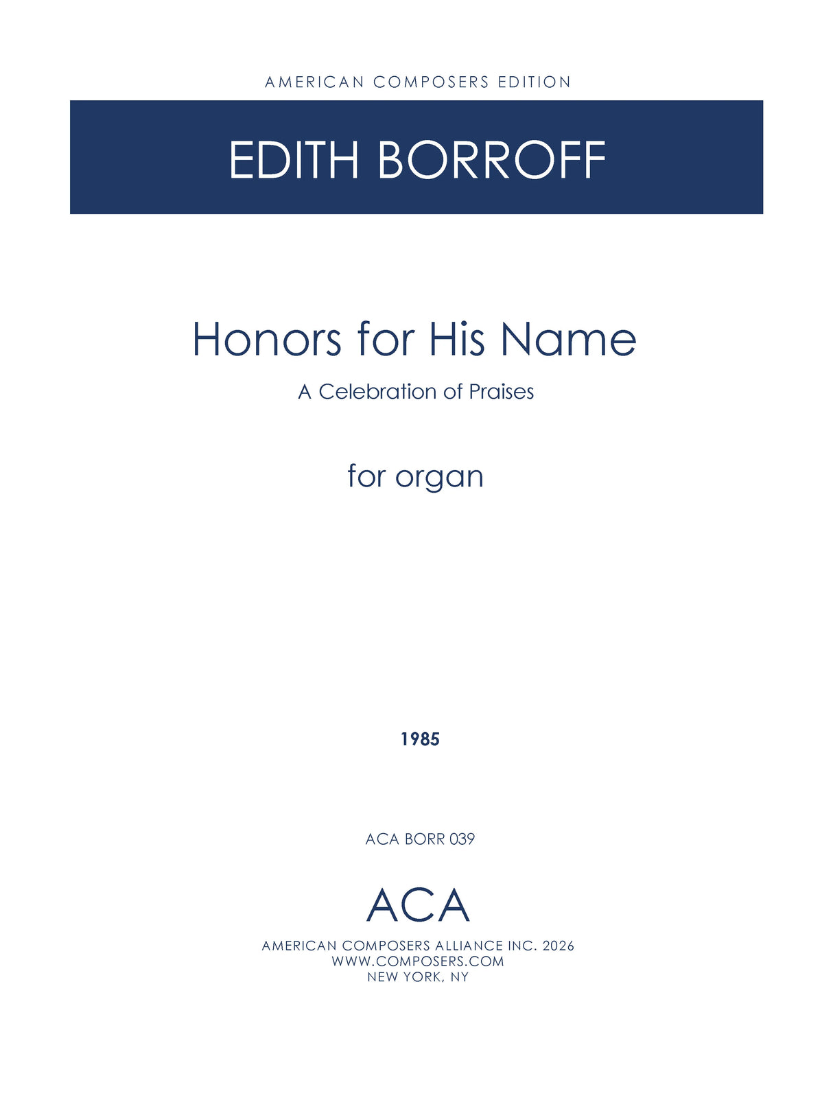 Borroff: Honors for His Name
