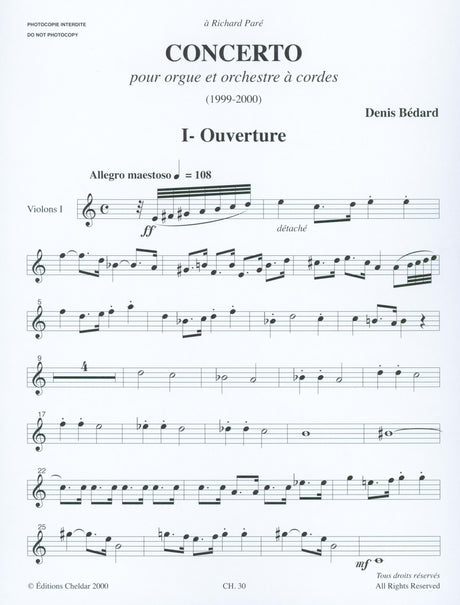 Bédard: Concerto for Organ and String Orchestra