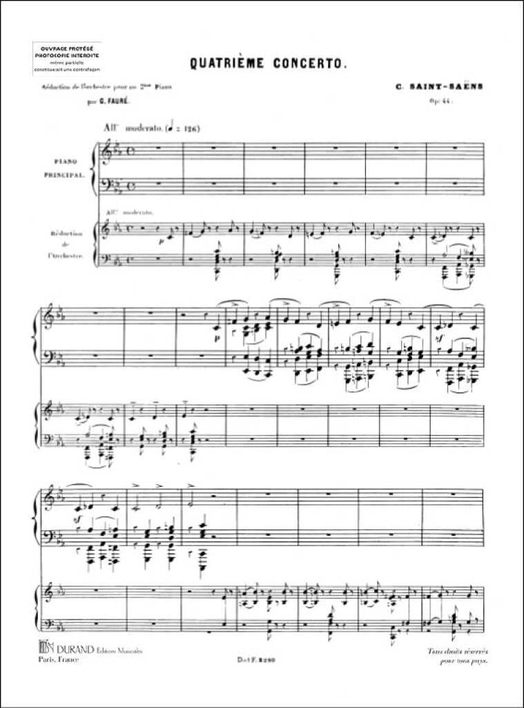 SAINT-SAËNS/ PIANO CONCERT Op.44 KALMUS Camille Saint-Saëns – Piano Concerto No. 4 in C Minor, Op. 44