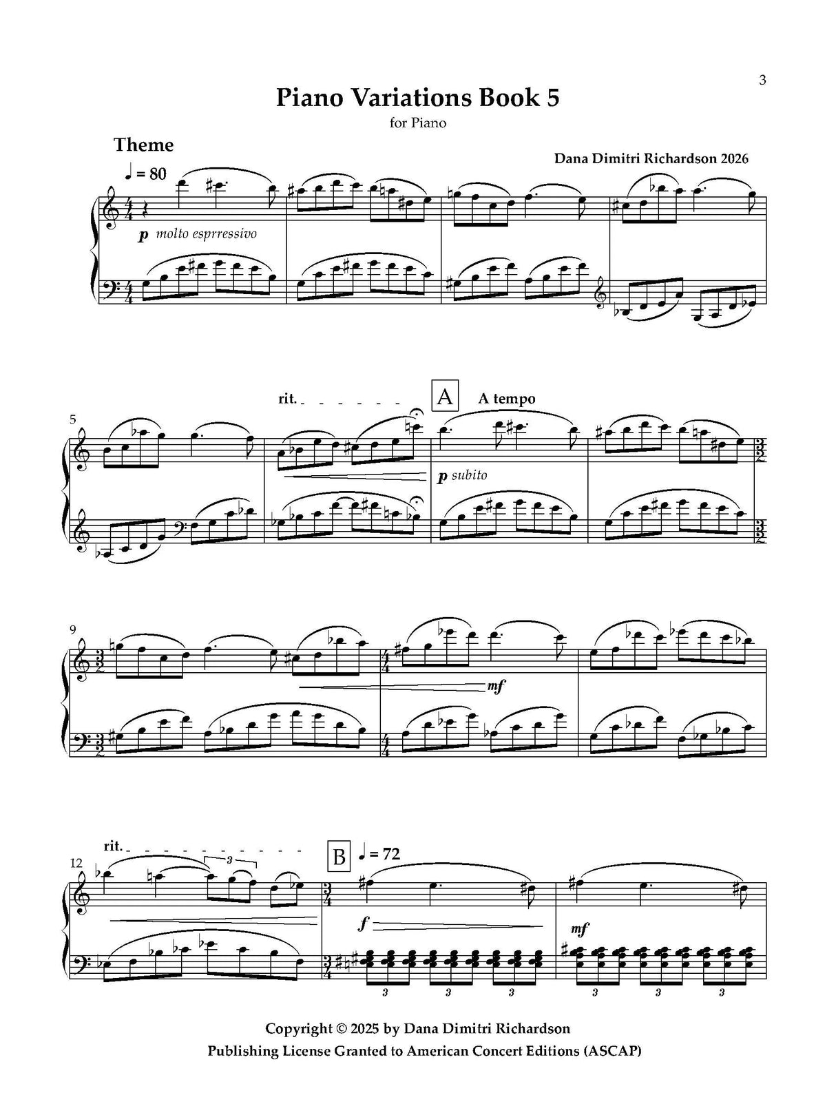 D. Richardson: Piano Variations - Book 5