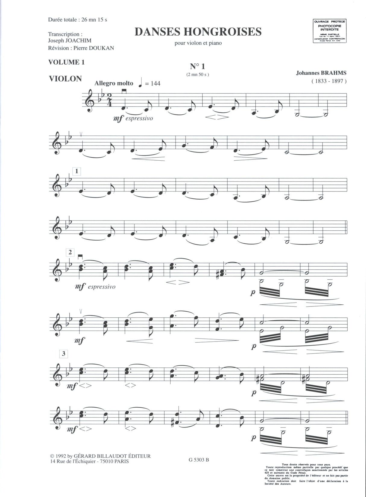 Brahms: Hungarian Dances Nos. 1-10 (arr. for violin & piano)