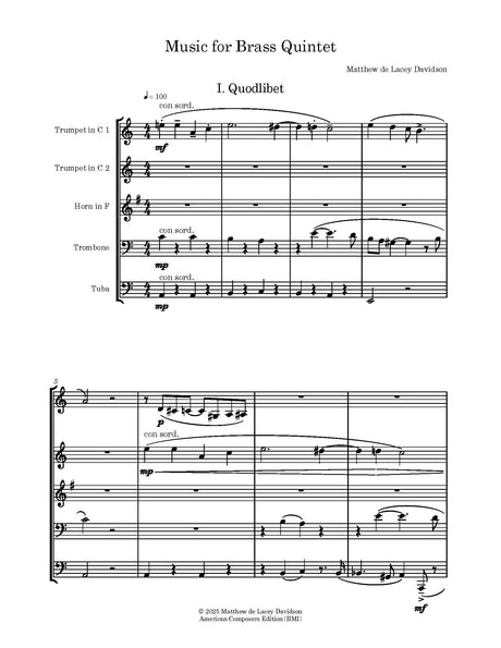 Davidson: Music for Brass Quintet