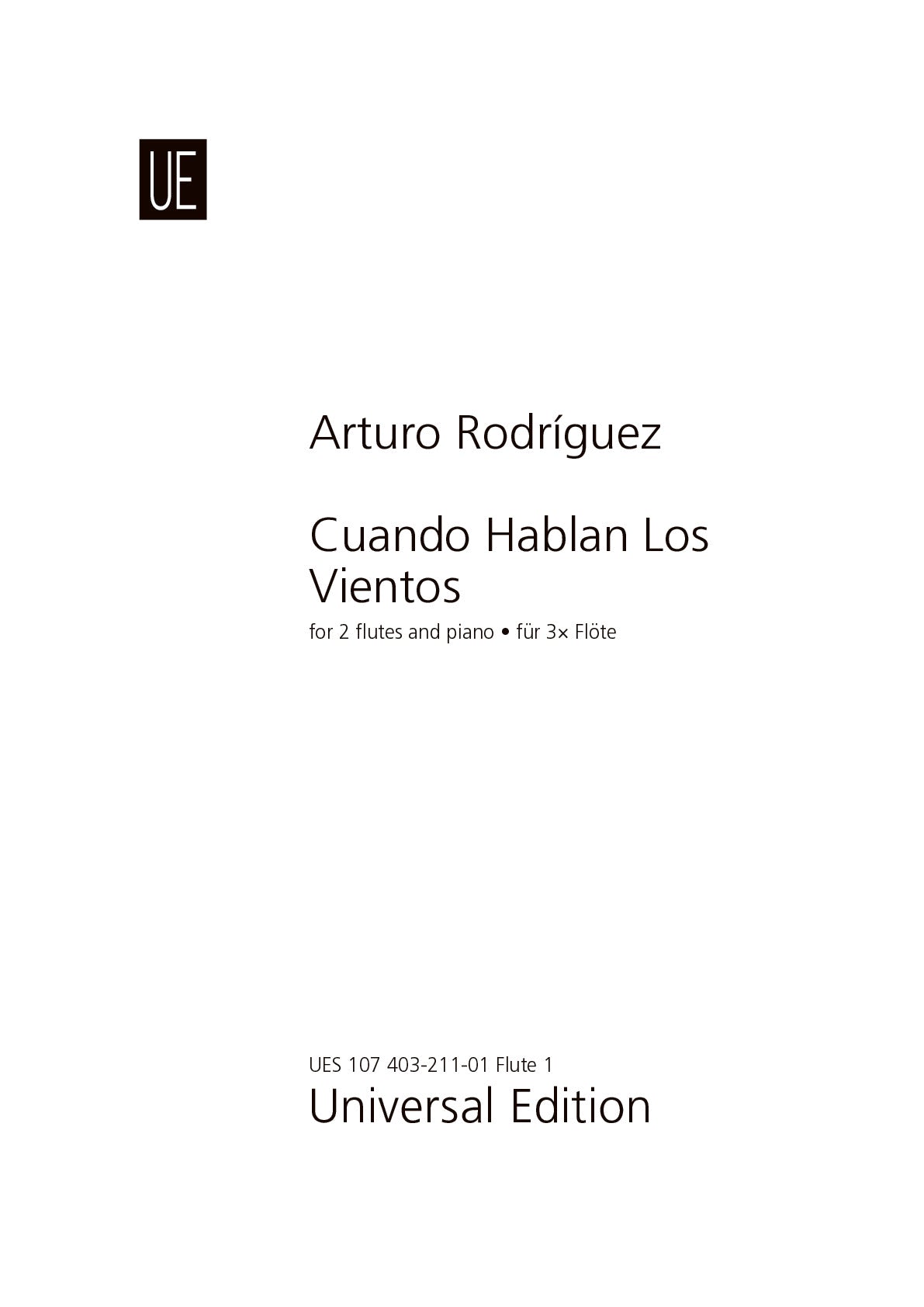 A. Rodríguez: Cuando Hablan Los Vientos (Version for 2 Flutes & Piano)