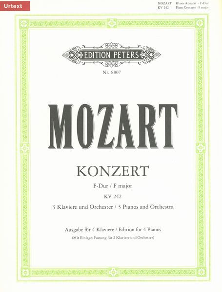 Mozart: Concerto for Three (or Two) Pianos No. 7 in F, K. 242