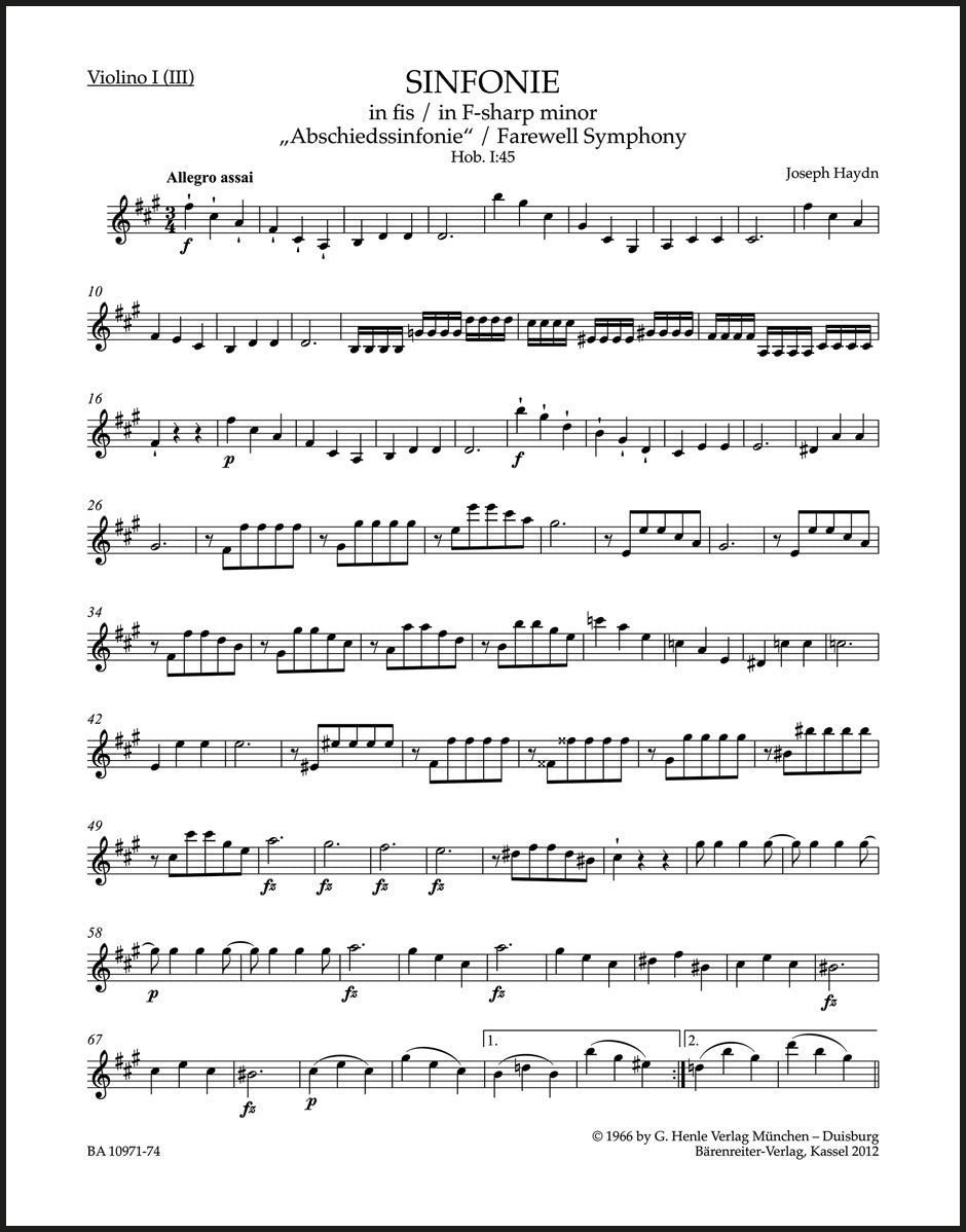 Haydn: Symphony in F-sharp Minor, Hob. I:45 – Ficks Music