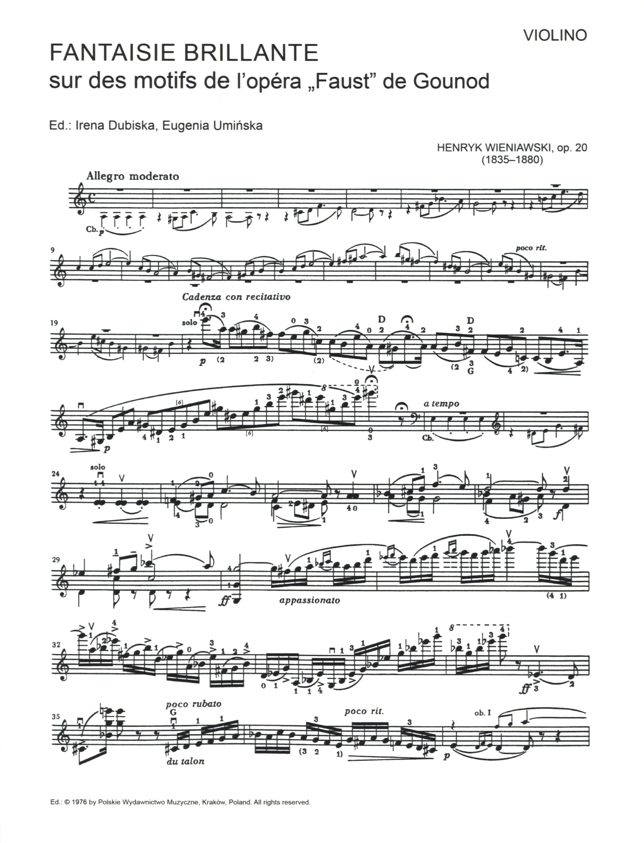 Wieniawski: Fantaisie Brillante, Op. 20 – Ficks Music