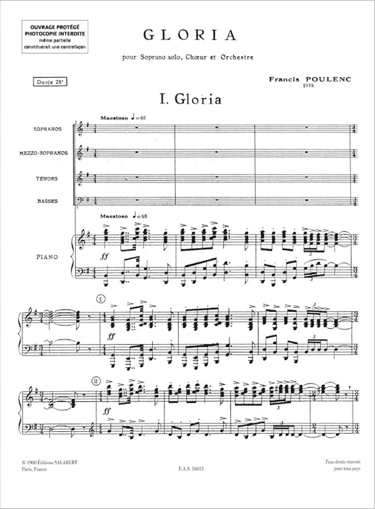 Francis Poulenc Gloria 楽譜 Poulenc: Gloria – Ficks Music