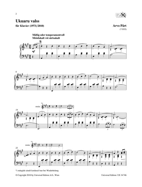 Pärt: Ukuaru valss (for piano)