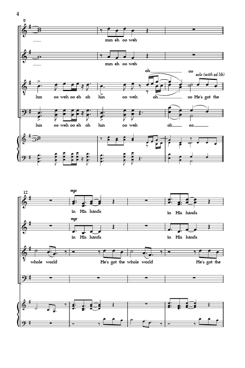 He's Got the Whole World in His Hands (arr. for SATB choir)