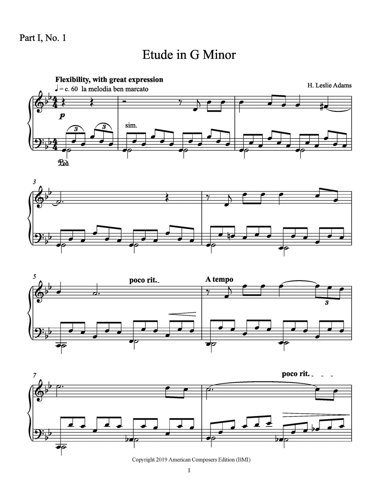 H.L. Adams: Etudes for Piano - Volume 1 (Nos. 1-12)