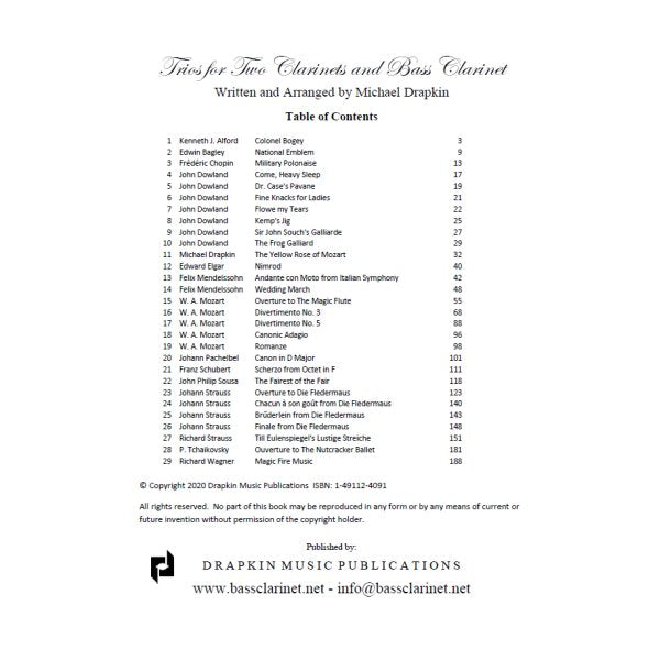 Drapkin: Trios - Volume 2 (for 2 clarinets and bass clarinet)