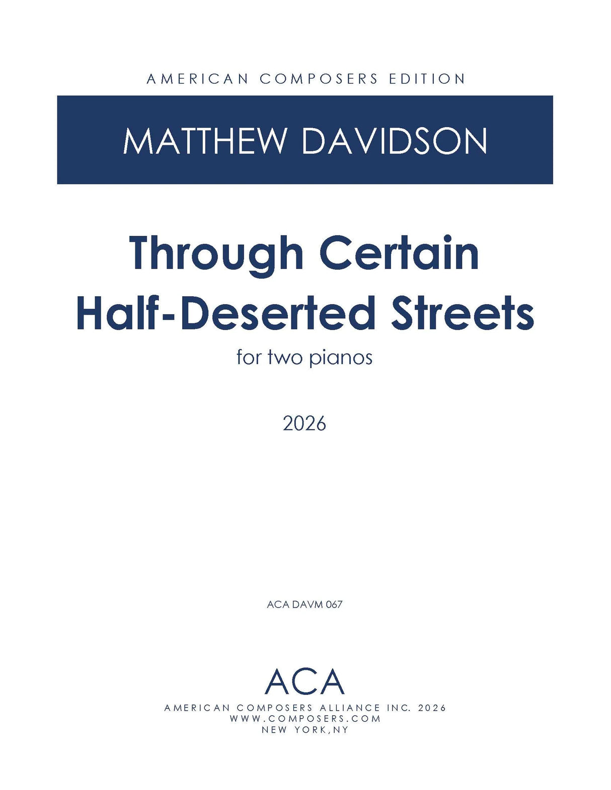 Davidson: Through Certain Half-Deserted Streets