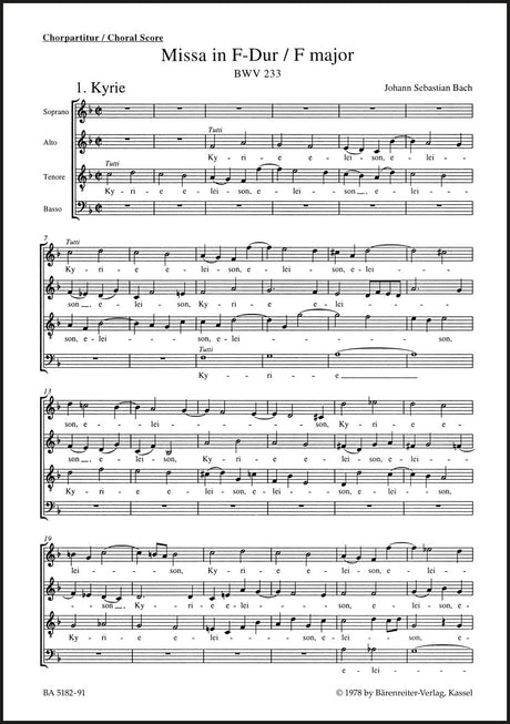 Bach: Mass in F Major, BWV 233