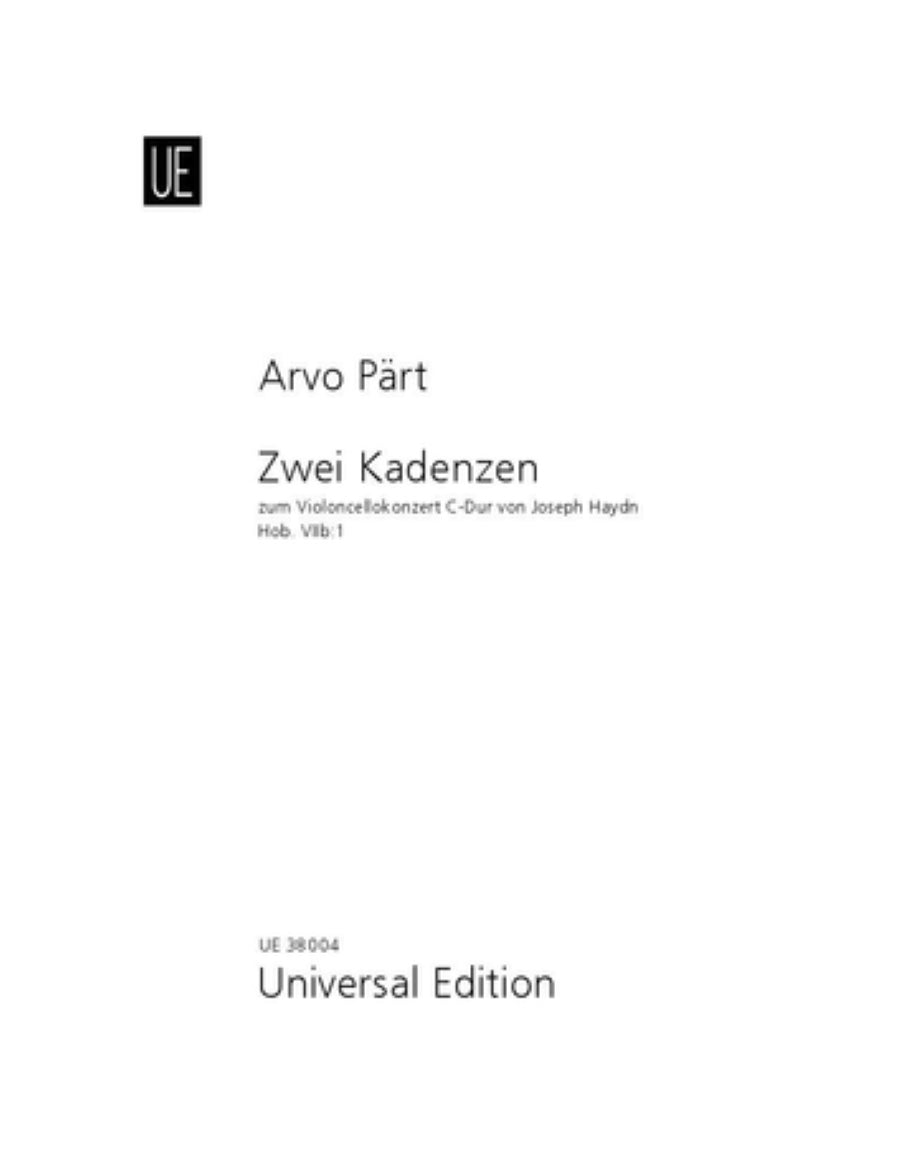 Pärt: 2 Cello Cadenzas