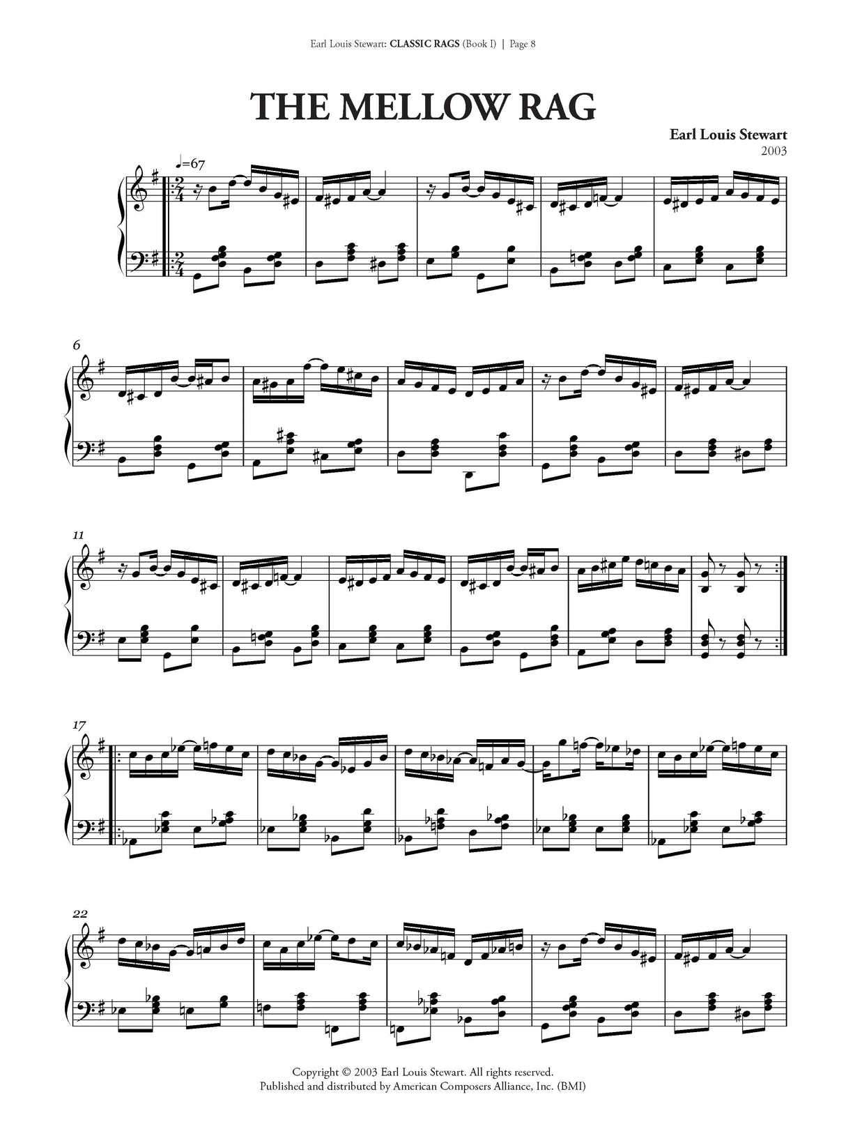 Stewart: Classic Rags for Piano - Book 1