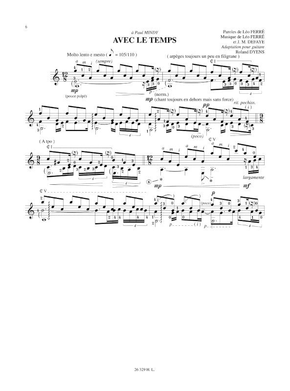 Sheet music composed by Roland Dyens (1955-2016) – Ficks Music