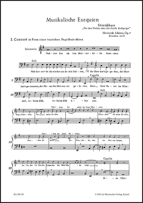 Schütz: Musikalische Exequien, SWV 279–281, Op. 7