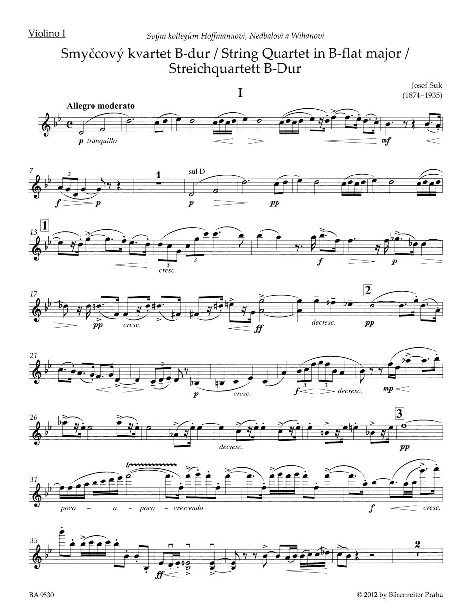 Suk: String Quartet No. 1 in B-flat Major, Op. 11
