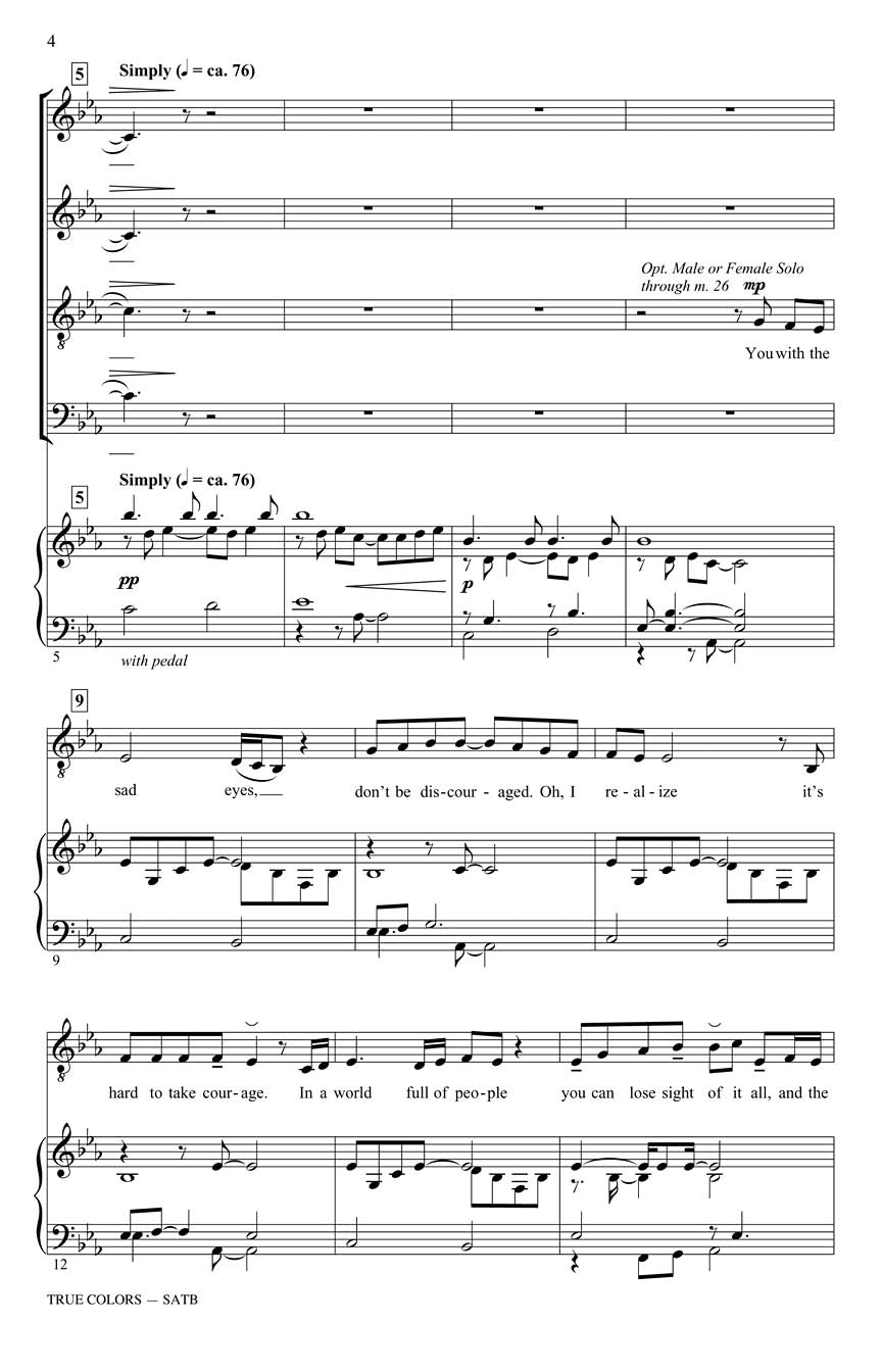 Steinberg: True Colors (arr. for SATB)