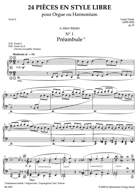Vierne: Pièces en style libre, Op. 31 - Livre I