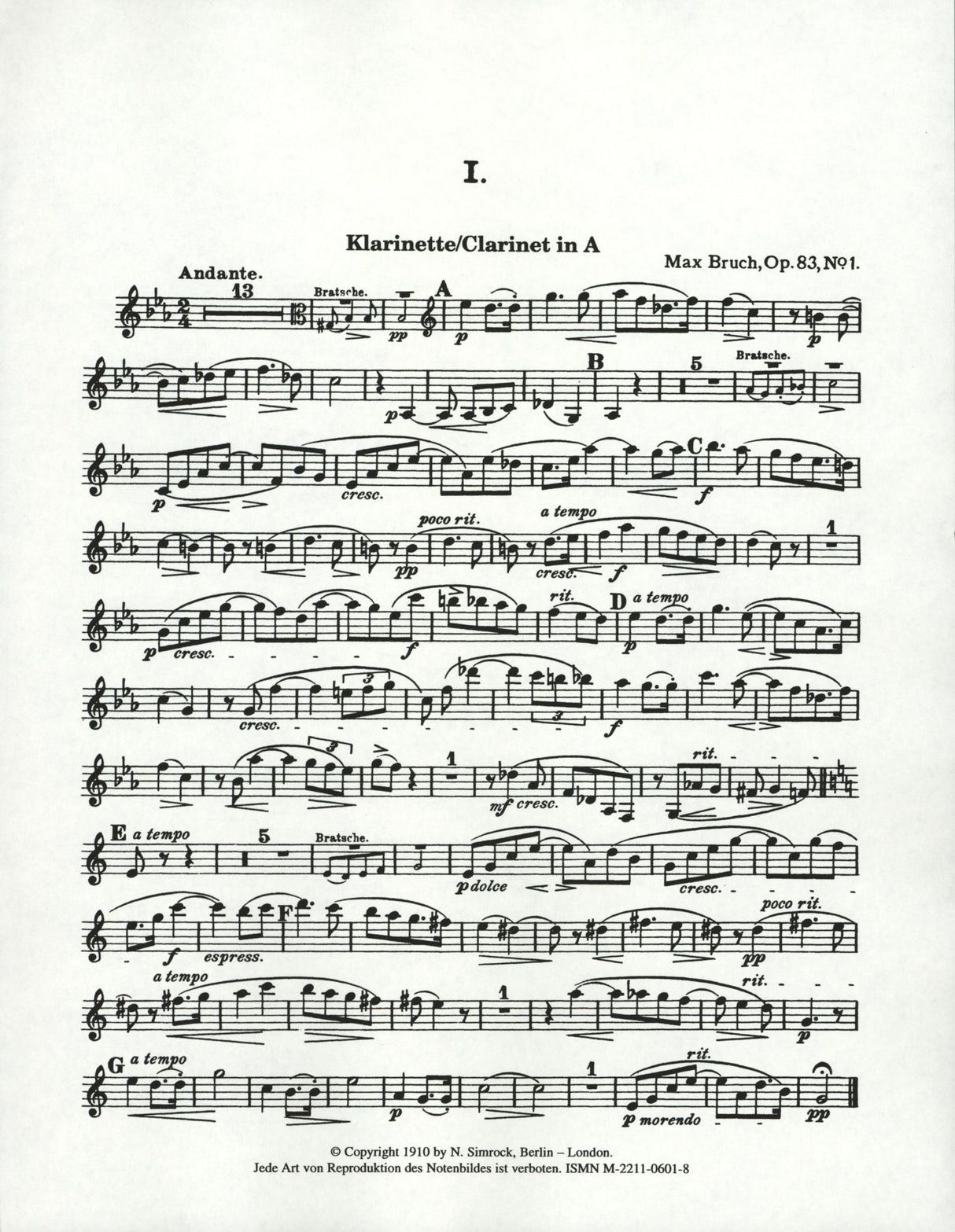 Bruch: Eight Pieces, Op. 83, No. 1