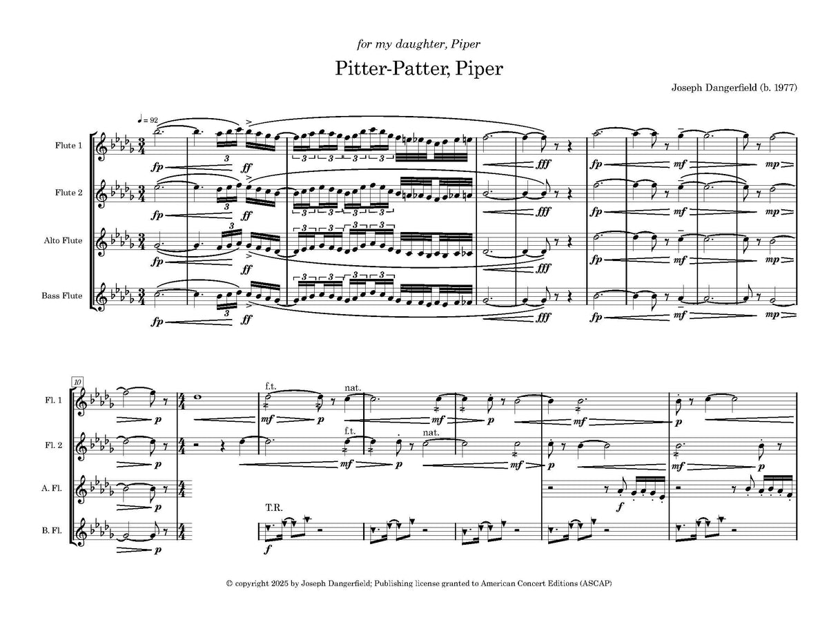 Dangerfield: Pitter-Patter, Piper (Version for Flute Quartet)