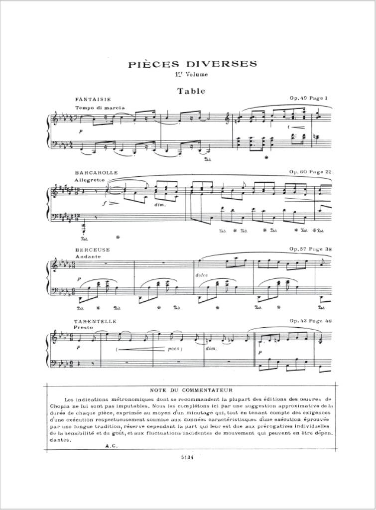 Chopin: Diverse Pieces – Volume 1 – Ficks Music