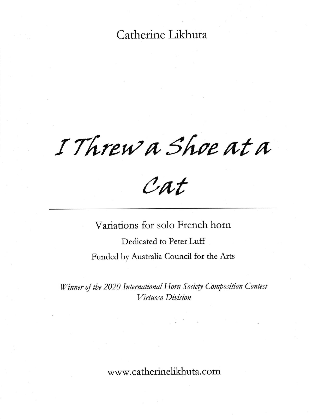 Likhuta: I Threw a Shoe at a Cat