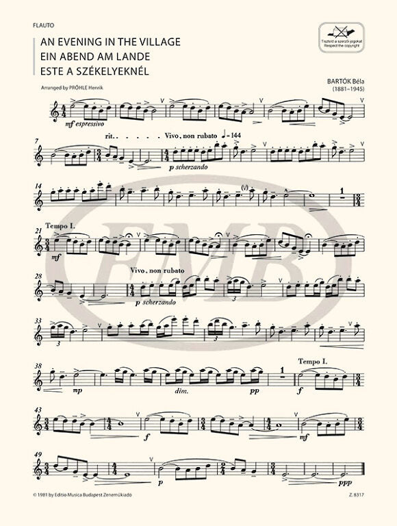 Bartók: An Evening in the Village (arr. for flute & piano) – Ficks