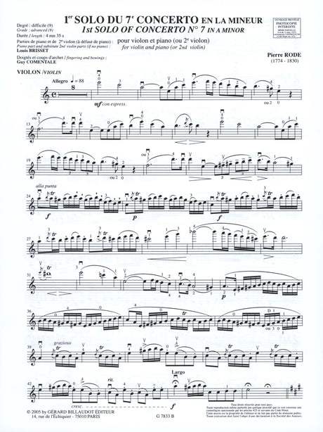 Rode: 1st Solo from the 7th Violin Concerto in A Minor