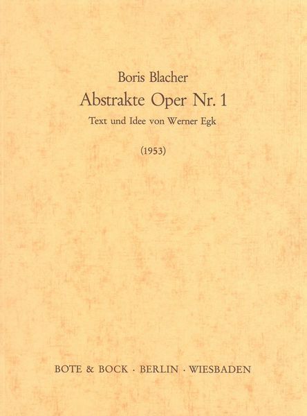 Blacher: Abstract Opera No. 1