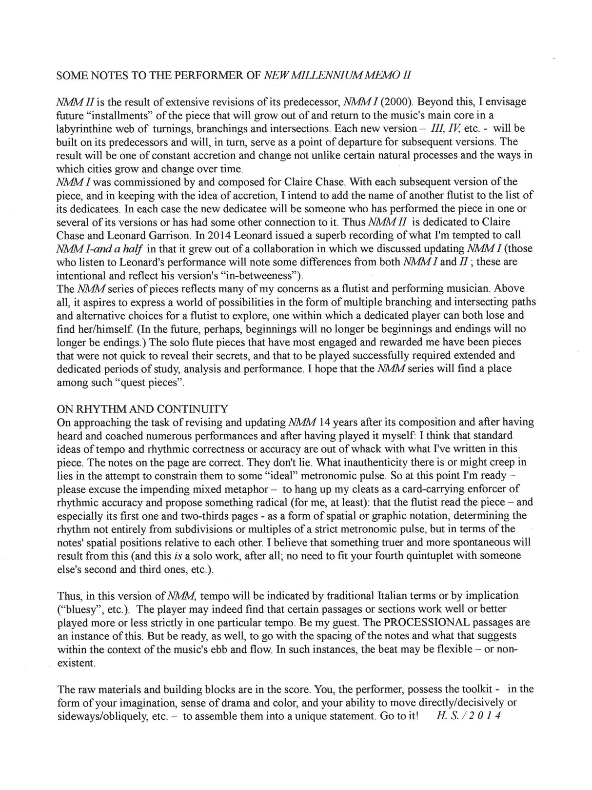 Sollberger: New Millennium Memo II