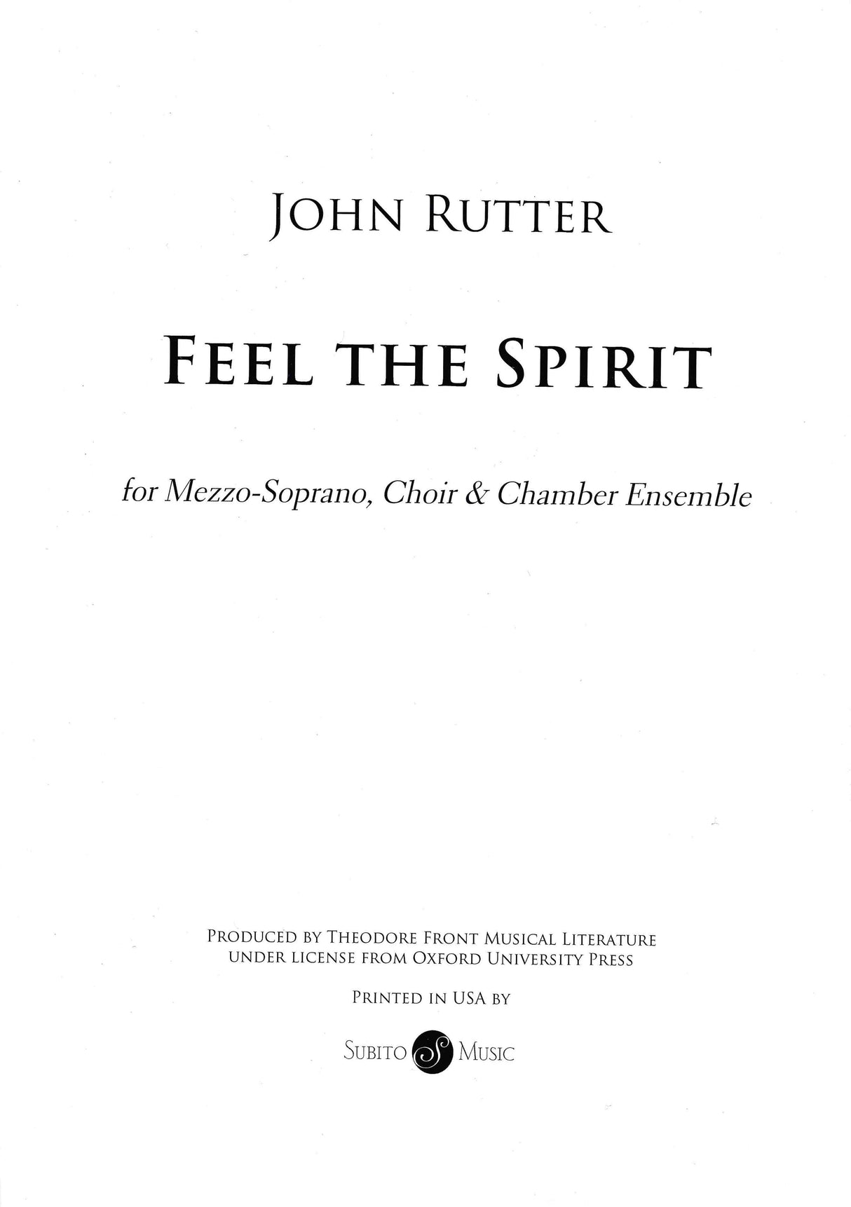 Rutter: Feel The Spirit - Version for Chamber Ensemble