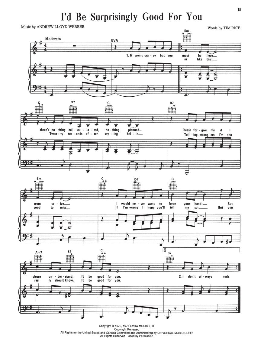 Webber: Evita – Musical Excerpts and Complete Libretto