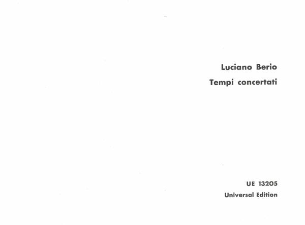 Berio: Tempi Concertati