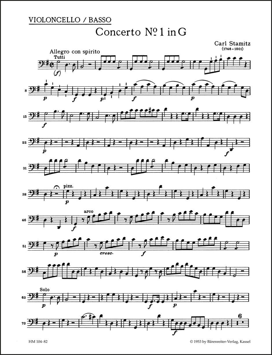 Stamitz: Cello Concerto No. 1 in G Major