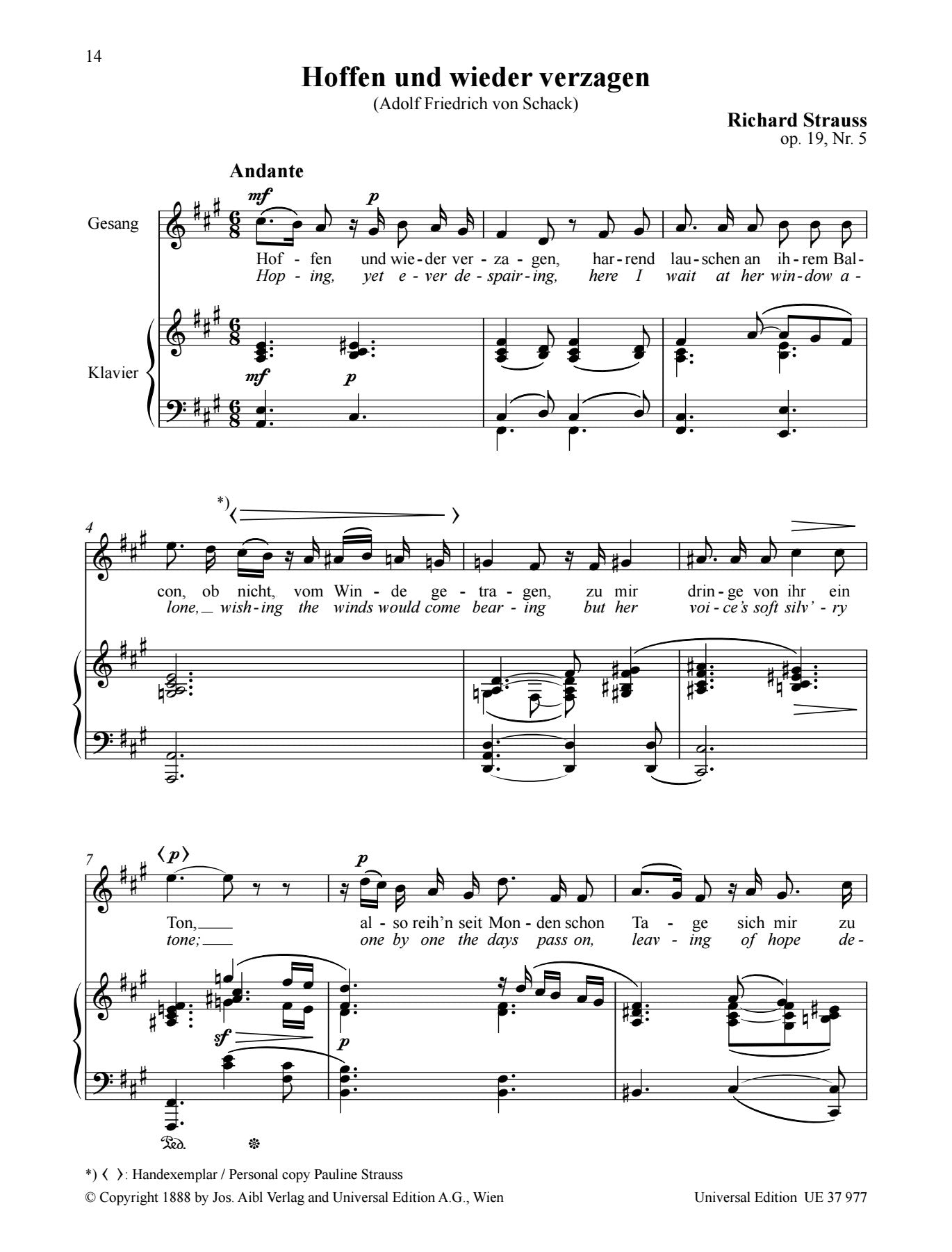 Strauss: 6 Songs, TrV 152, Op. 19 – Ficks Music