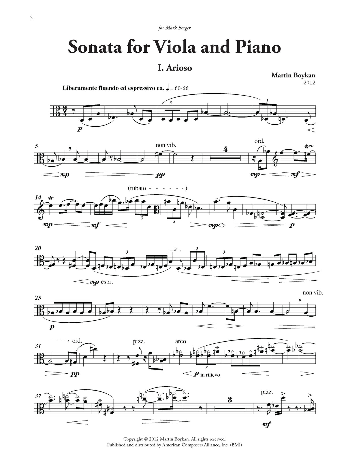 Boykan: Viola Sonata