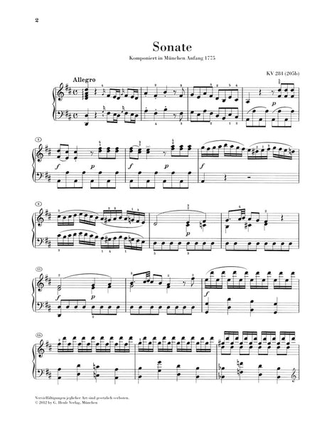 Mozart: Piano Sonata in D Major, K. 284 (205b)