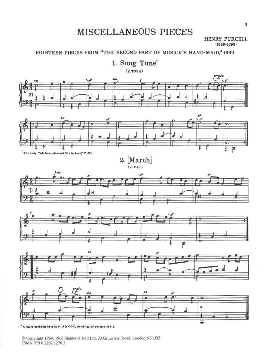 Purcell: Miscellaneous Keyboard Pieces