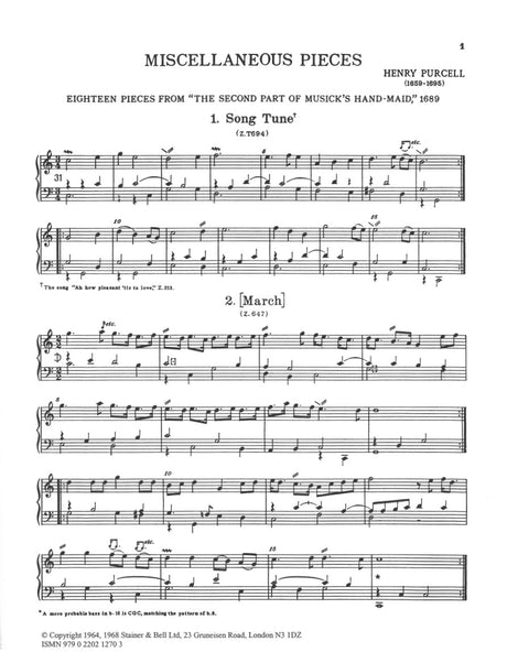 Purcell: Miscellaneous Keyboard Pieces