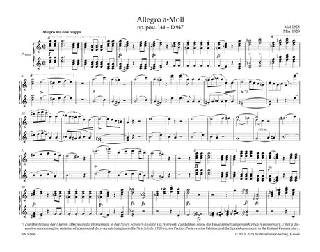 Schubert: Allegro in A Minor, D 947, Op. posth. 144