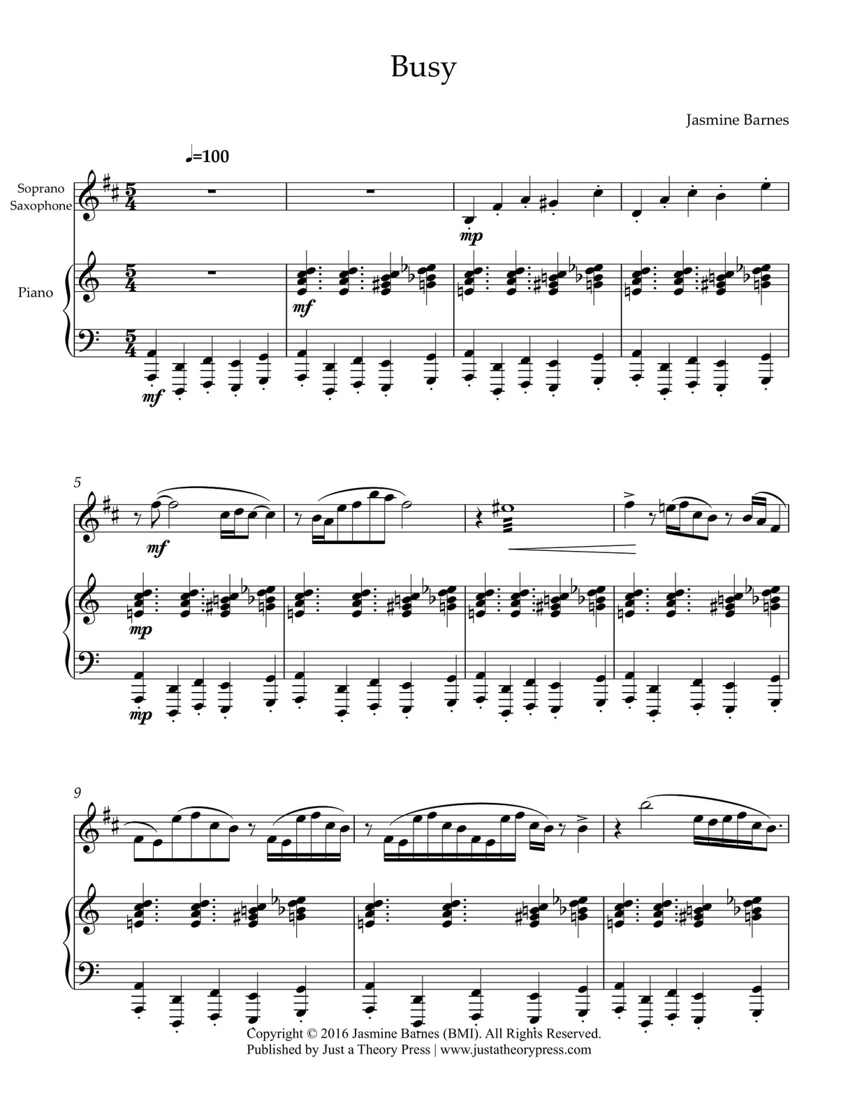 Barnes: Busy (Version for Soprano Sax & Piano)