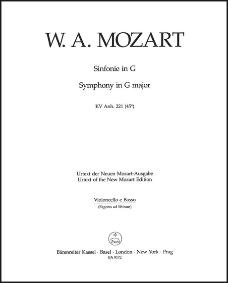 Mozart: Symphony in G Major, K. Anh. 221 (45a)
