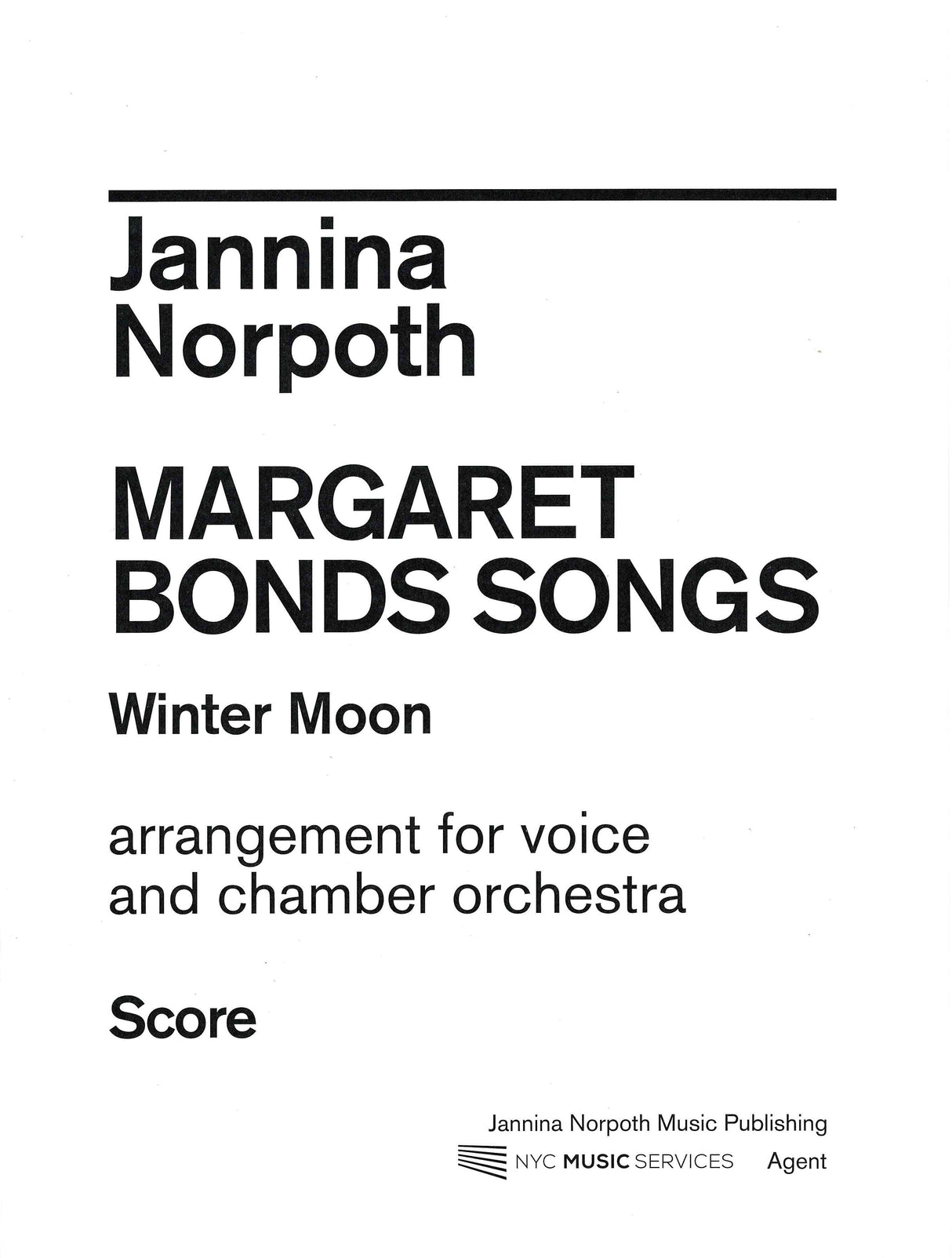 Bonds-Norpoth: Winter Moon (arr. for soprano & chamber orchestra)