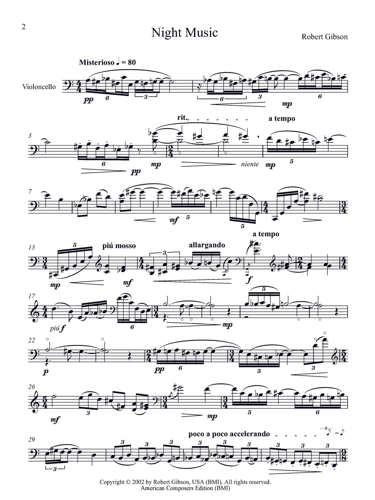 Gibson: Night Music for Cello