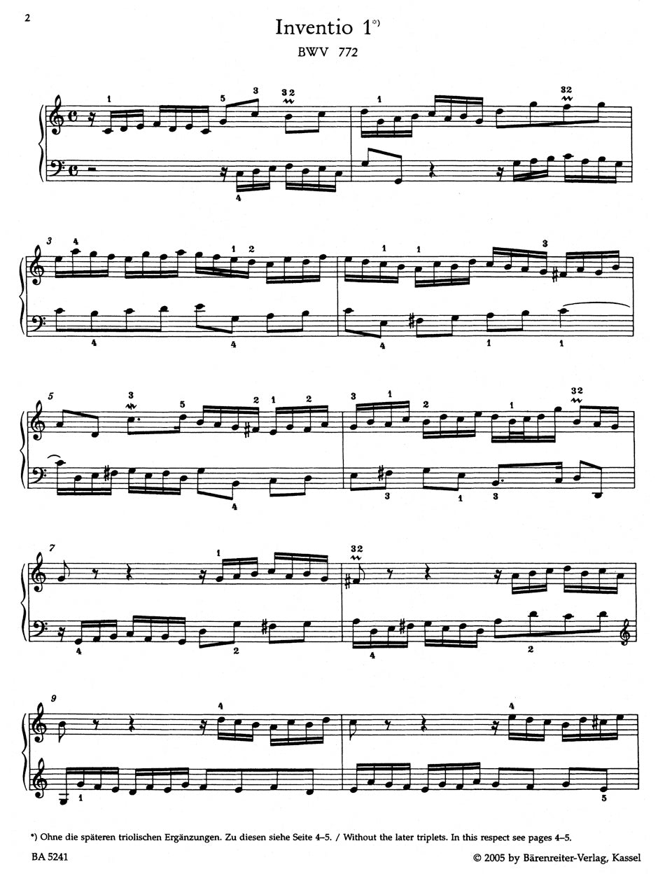 Bach: Invention No. 1 in C Major, BWV 772 – Ficks Music