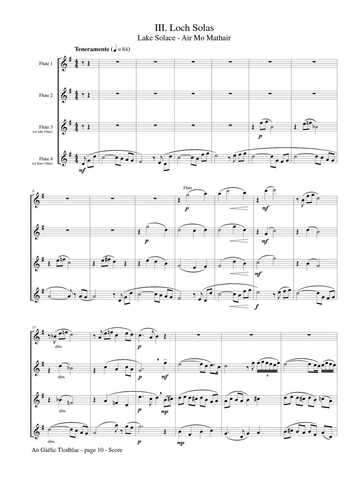 McMichael: A Gaelic Offering for Flute Quartet