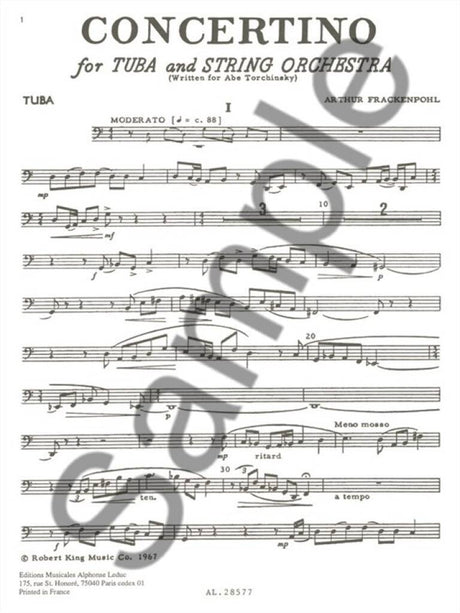 Frackenpohl: Concertino for Tuba & String Orchestra