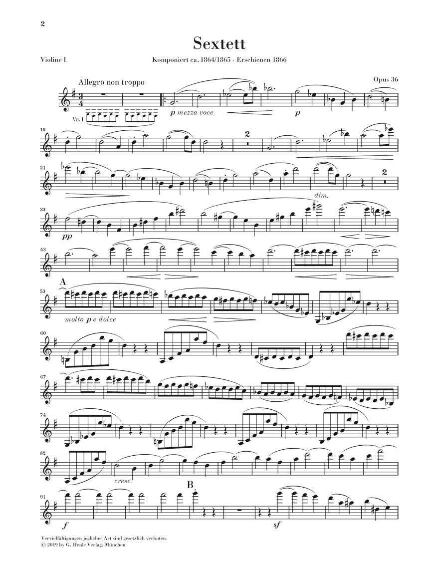 Brahms: String Sextet No. 2 in G Major, Op. 36